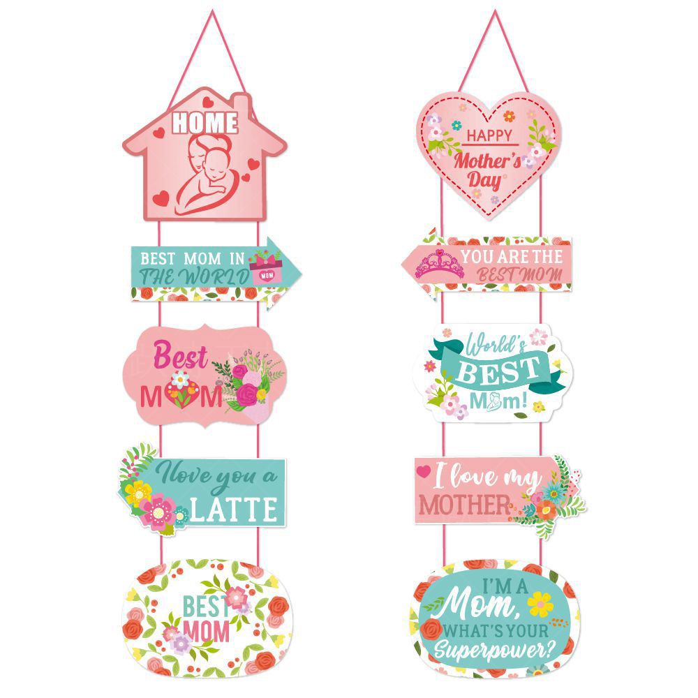 Set of 2Pcs Mothers Day Door Banners Mothers Day Door Hanging Ornament Decoration