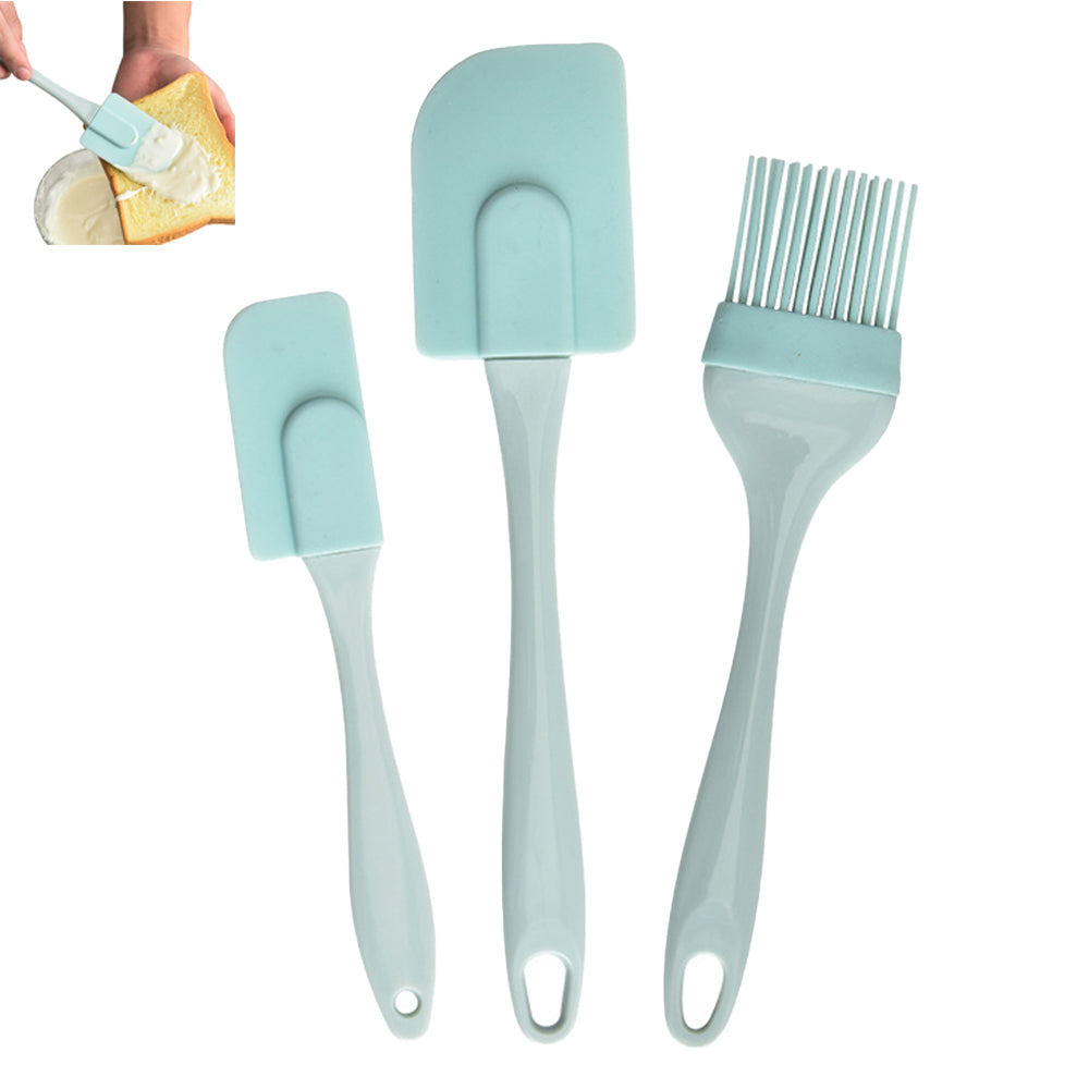 3Pcs Silicone Scraper Set Oil Cake Basting Pastry Brush BBQ Cooking Tool Set -3Pcs Silicone Scrape