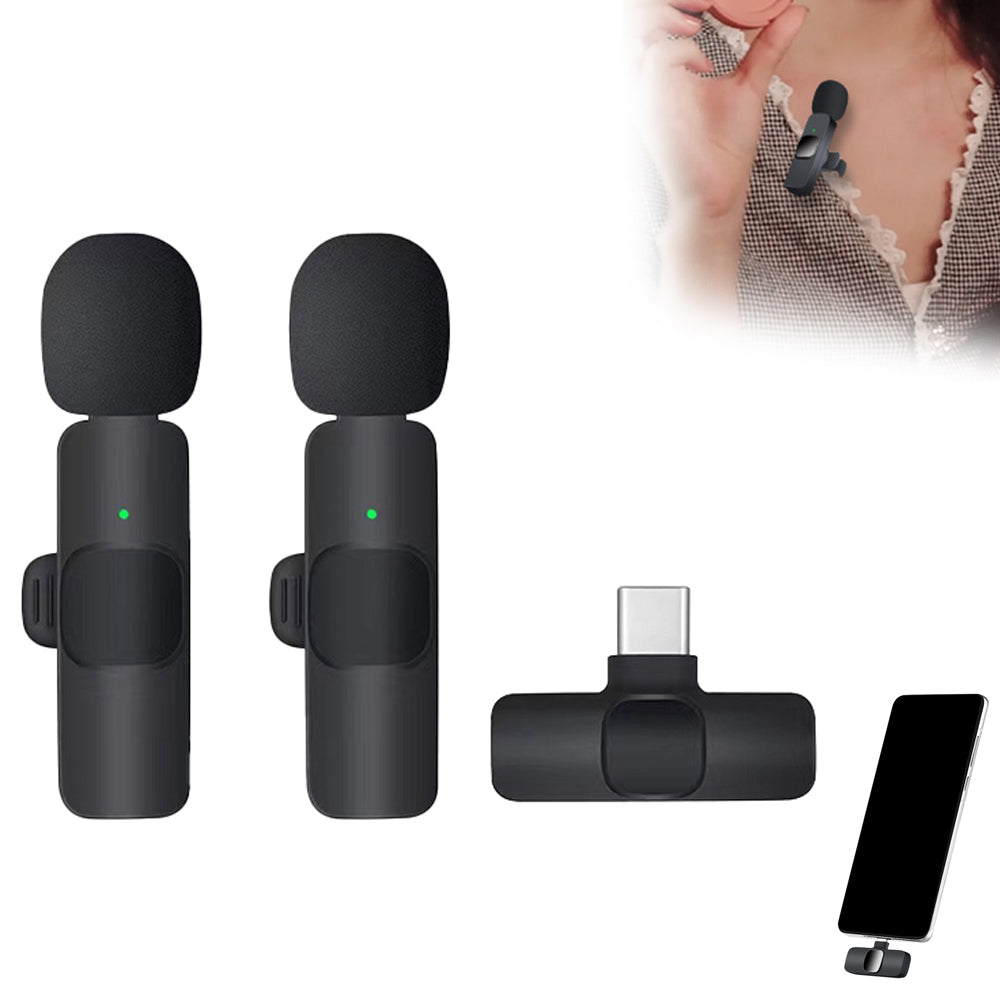 2 Pack Wireless Lavalier Microphones for Android iPhone Recording Live Streaming YouTube Facebook -Style 1
