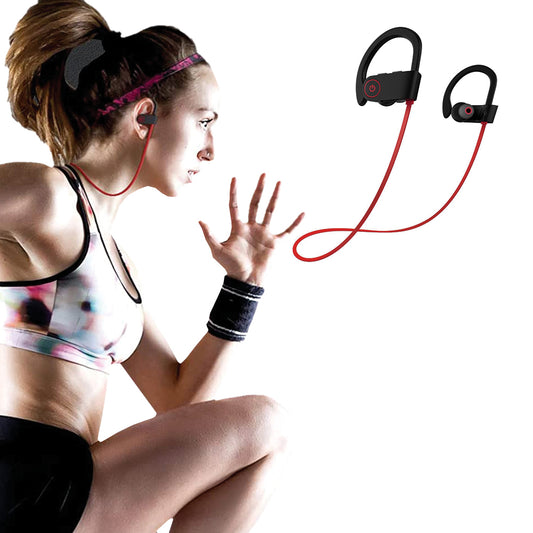 Wireless Headphones Wireless Earbuds Bluetooth 5.0 Wireless Headphones Running Sports Ear Hanging Headphones -Red