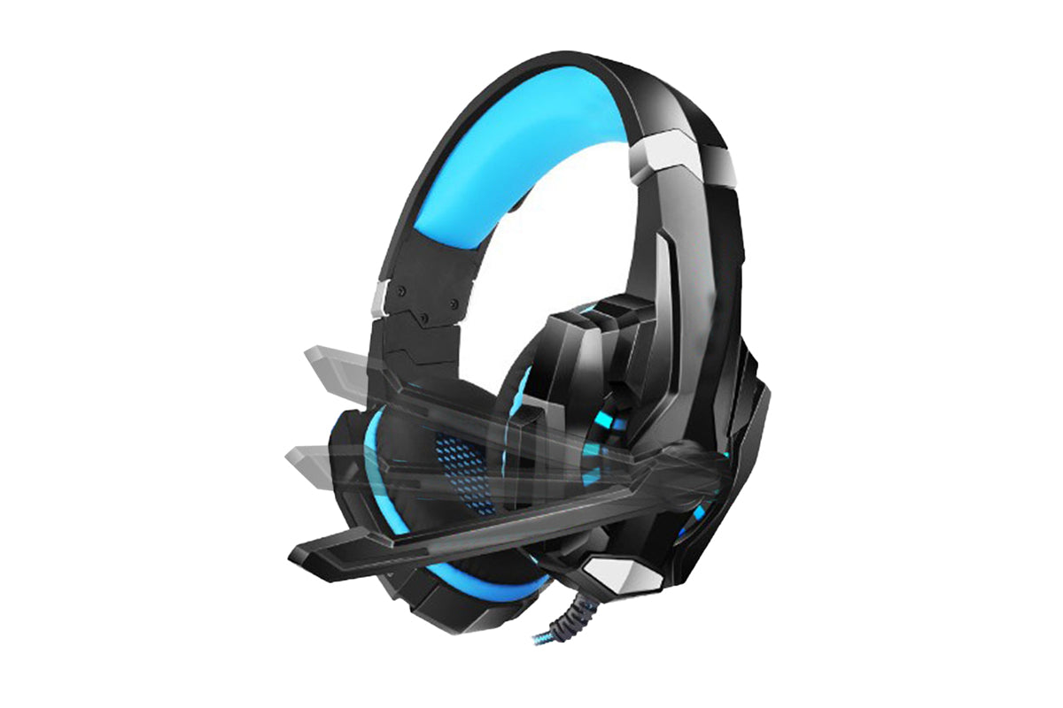 Wireless Gaming Headset Over Ear Headphones with LED Light for PC Mac Laptop Phone-Blue