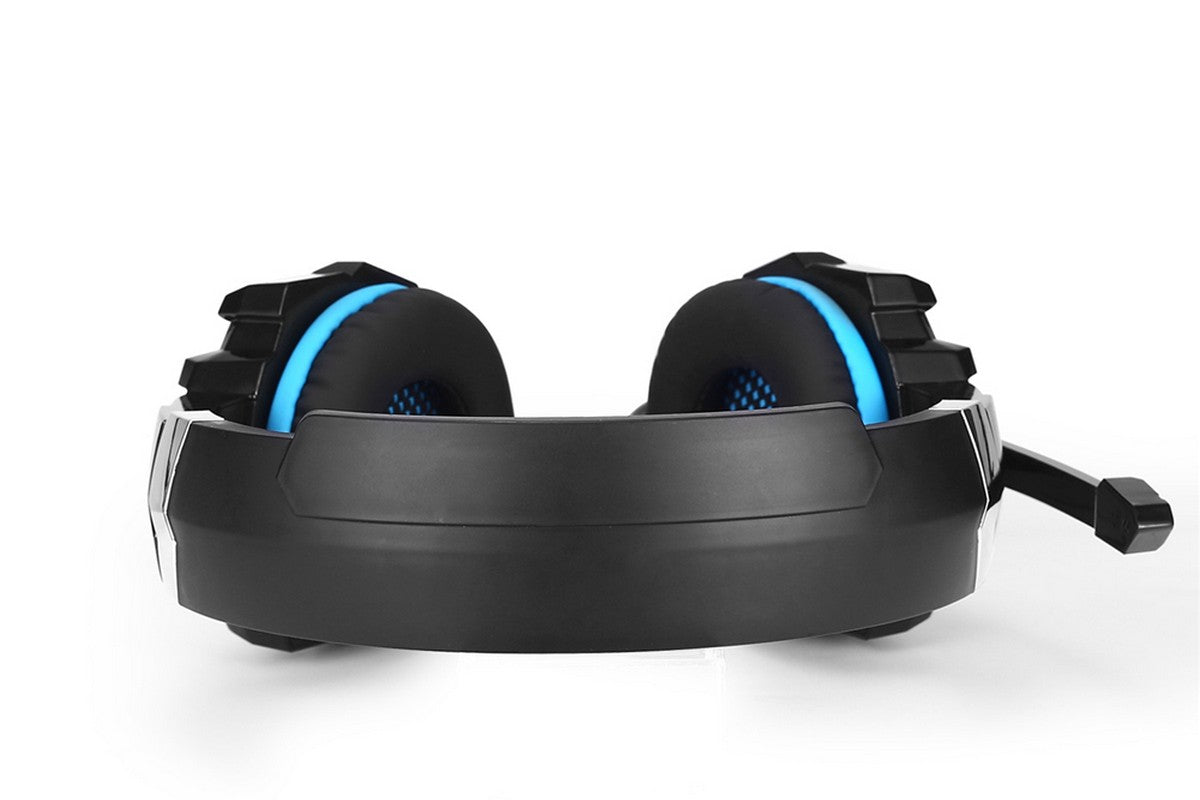 Wireless Gaming Headset Over Ear Headphones with LED Light for PC Mac Laptop Phone-Blue