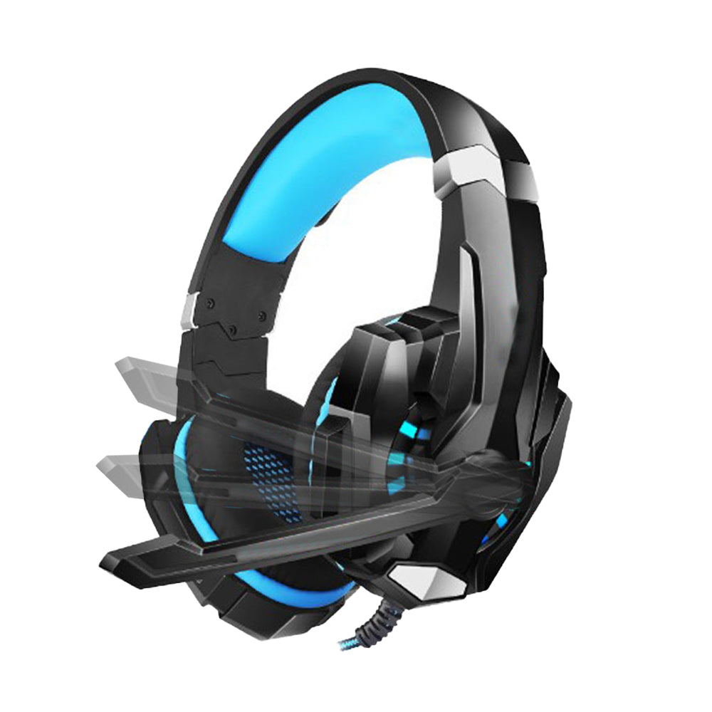 Gaming Headset Headset 3.5mm Gaming Headset MIC LED Headphones Surround for PC Mac Laptop Phone -Blue