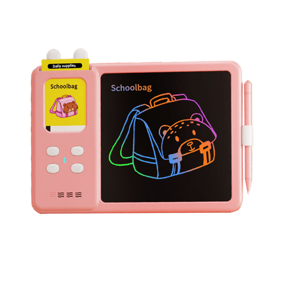 224 Words Talking Flash Cards with LCD Writing Tablet Drawing Board Pad Toy for Kids -Pink