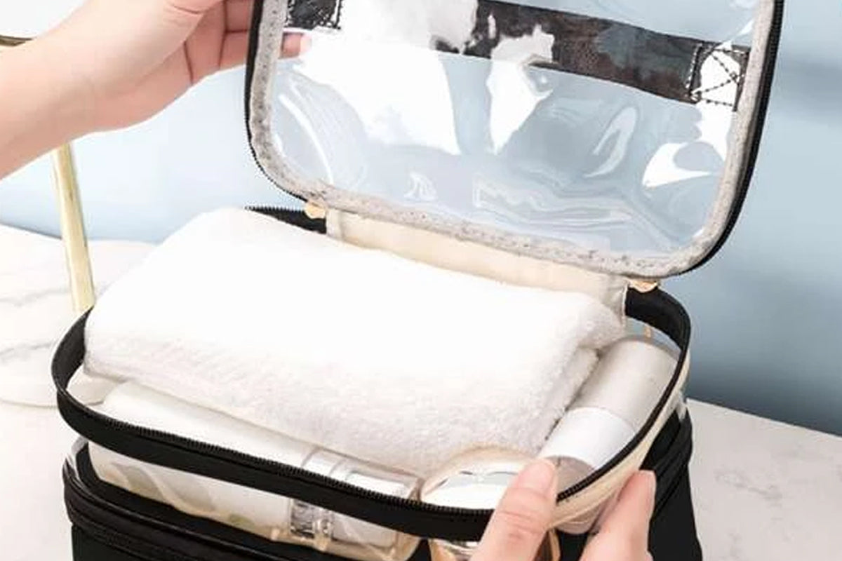 Double Layer Portable Makeup Bag Organizer for Travel-Black