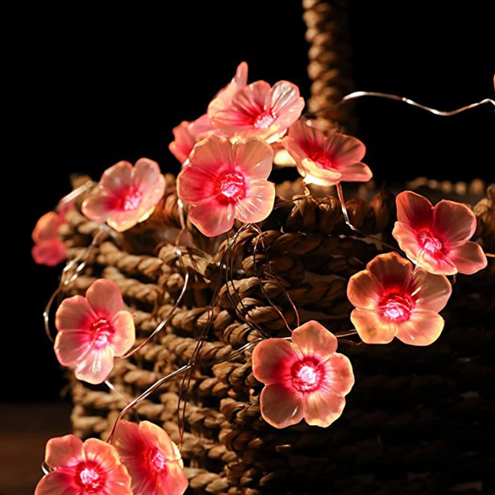 30LEDs Cherry Blossom String Lights Battery Operated String Lights Curtain Decorative Fairy Lights Home Decor