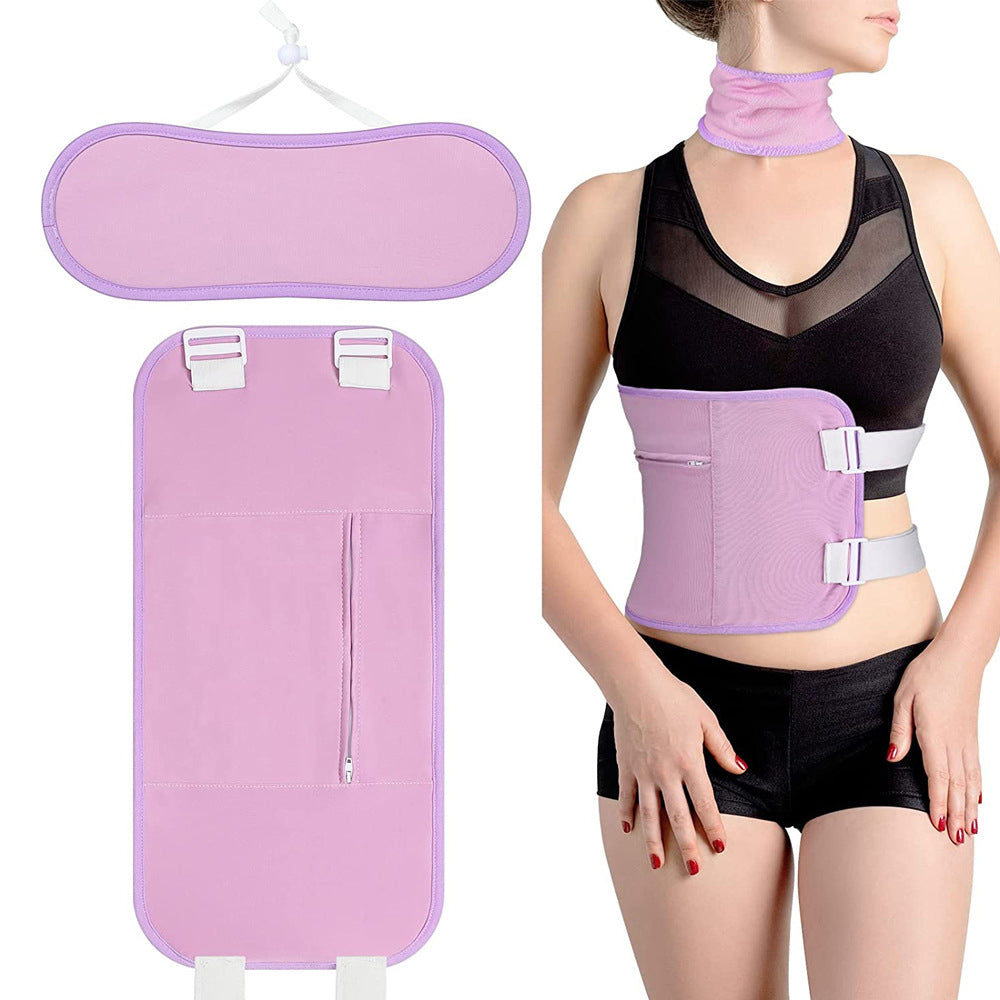 4pcs Castor Oil Pack Wrap Adjustable Comfort Sleep Fit Wrap for Waist and Neck - Purple