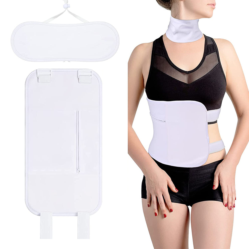 4pcs Castor Oil Pack Wrap Adjustable Comfort Sleep Fit Wrap for Waist and Neck - White