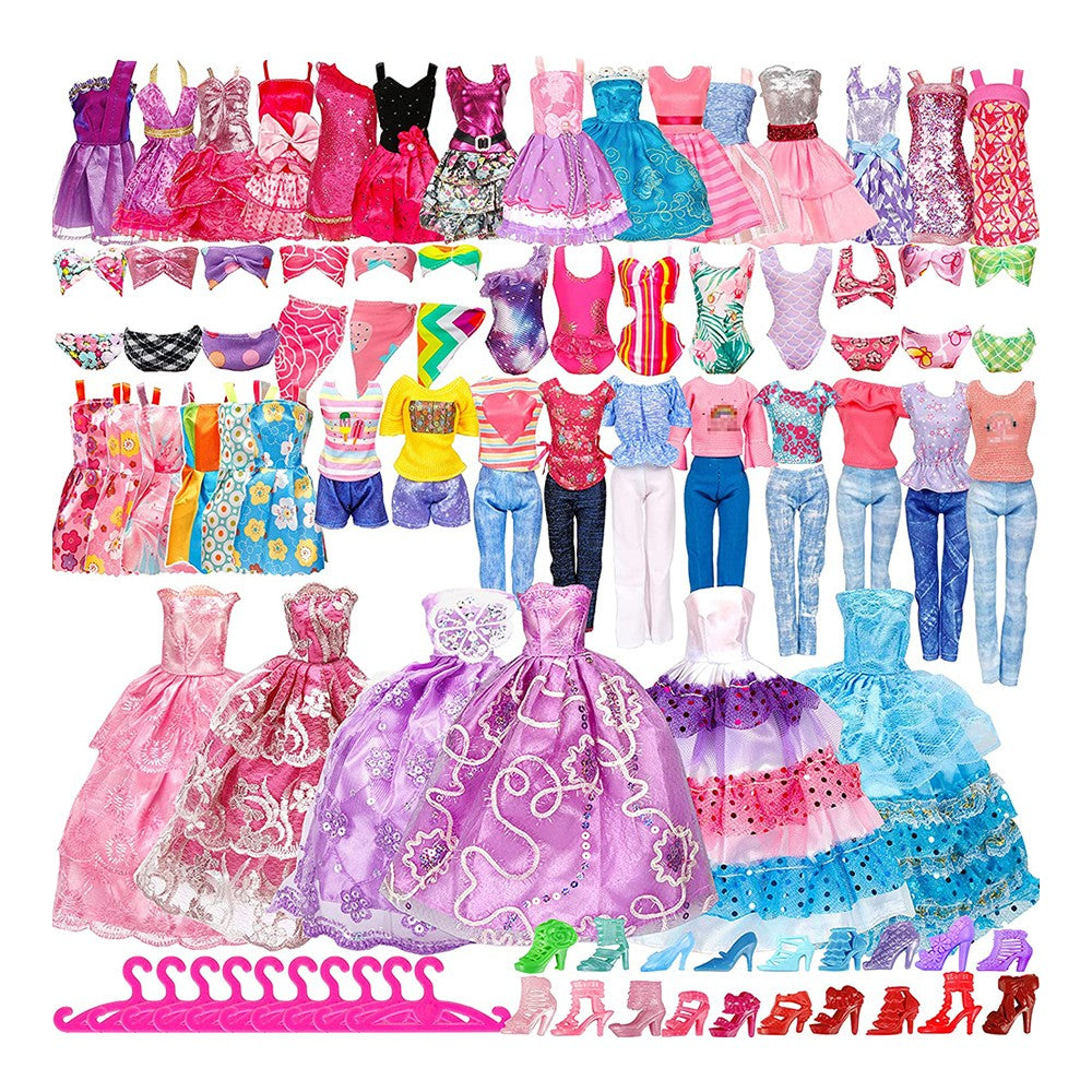 50Pcs Doll Clothes and Accessories Set DIY Dollhouse Toy Accessories Random Color Christmas Birthday Gift for Girls