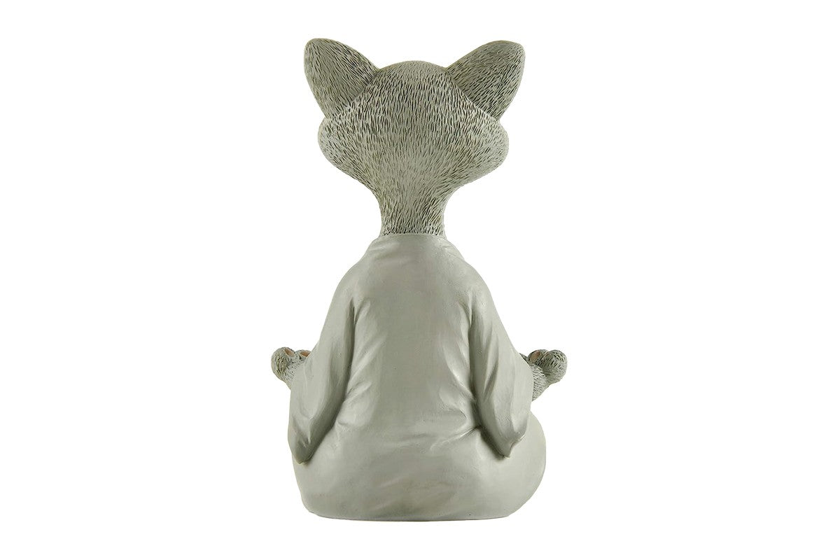 Whimsical Cat Buddha Figurine Meditation Yoga Decor Crafts Gifts 18cm-Gray