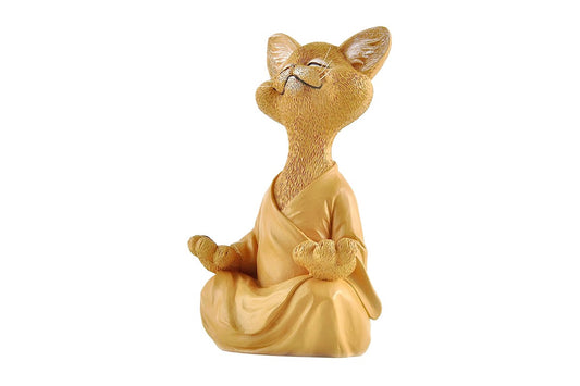 Whimsical Cat Buddha Figurine Meditation Yoga Decor Crafts Gifts 18cm-Orange