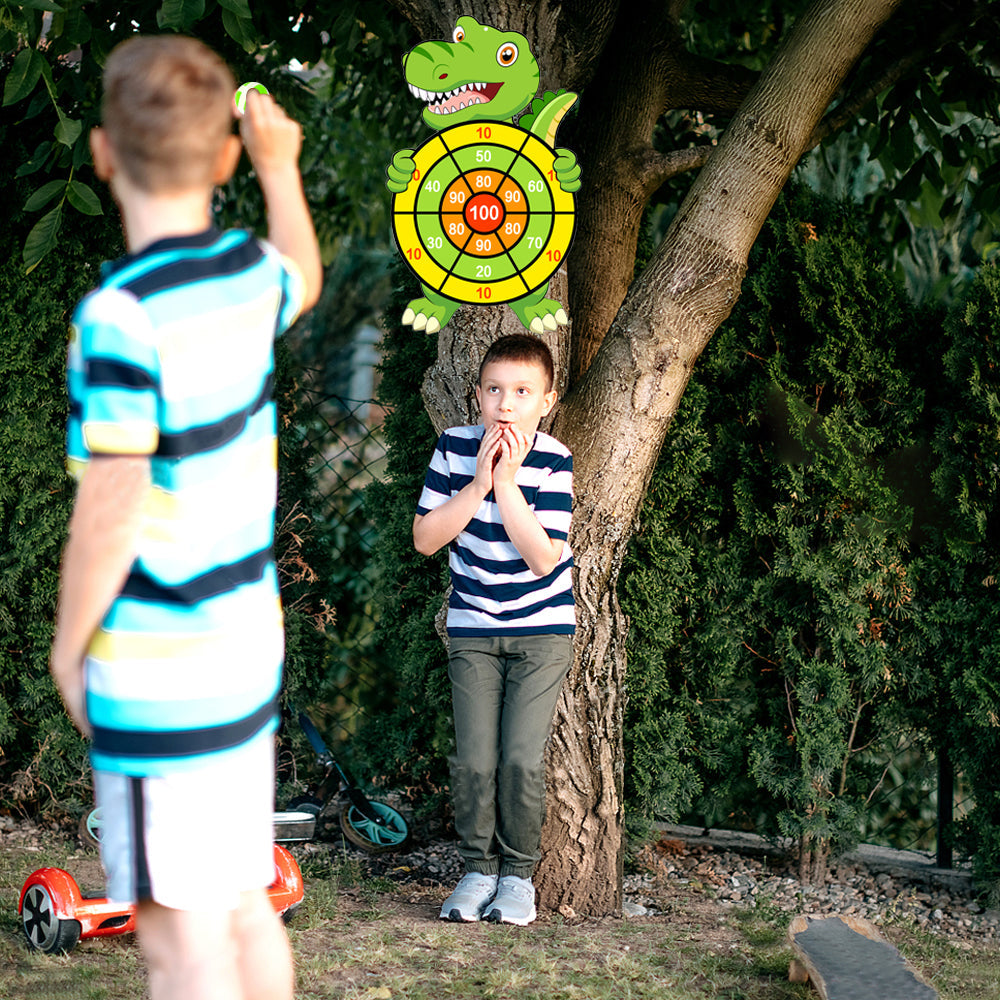 Dinosaur Dart Board with 12 Sticky Balls for Kids Indoor Outdoor Party Games Toys