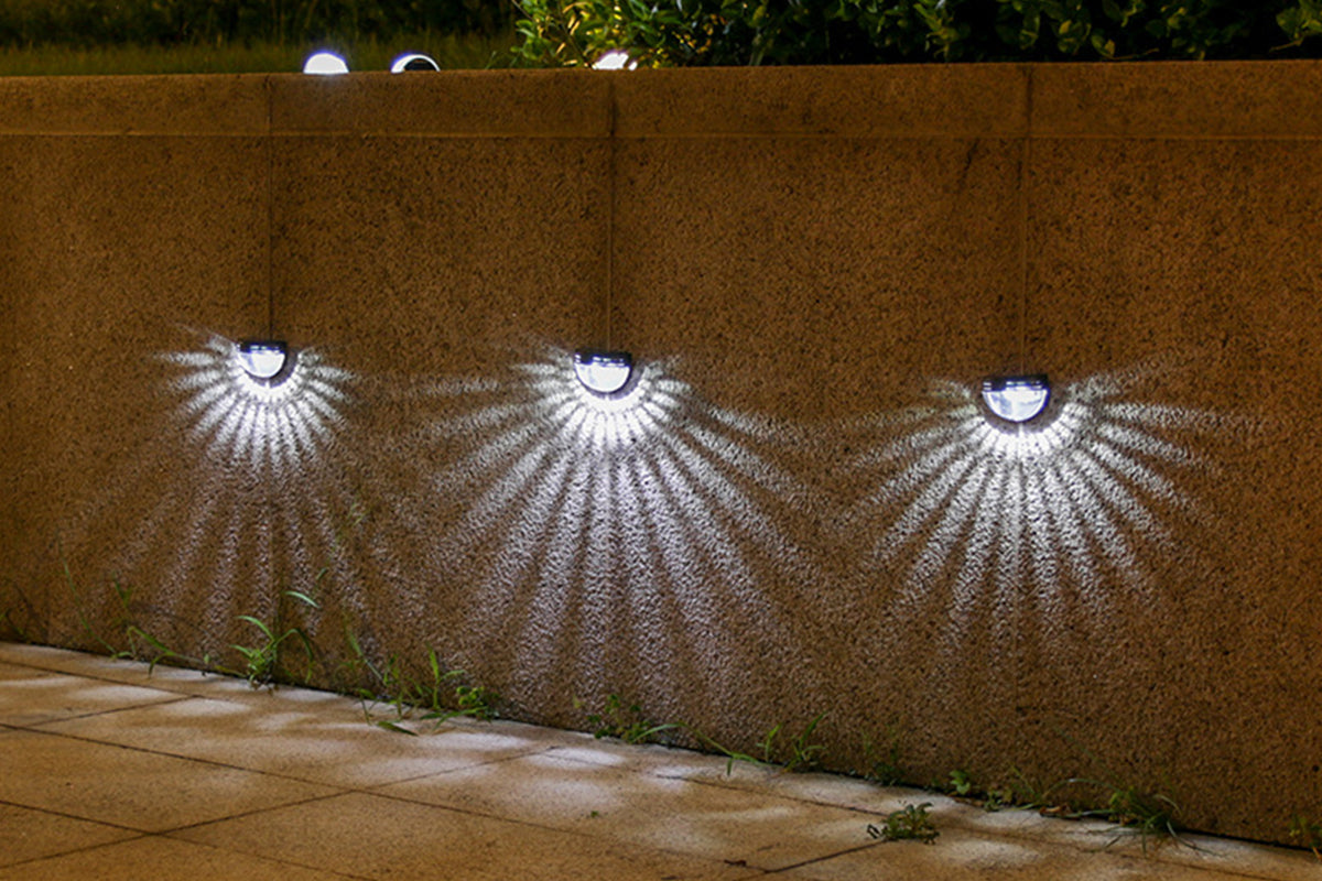 8pcs Solar Fence Post Lights Wall Mount Decorative Deck Lighting-white