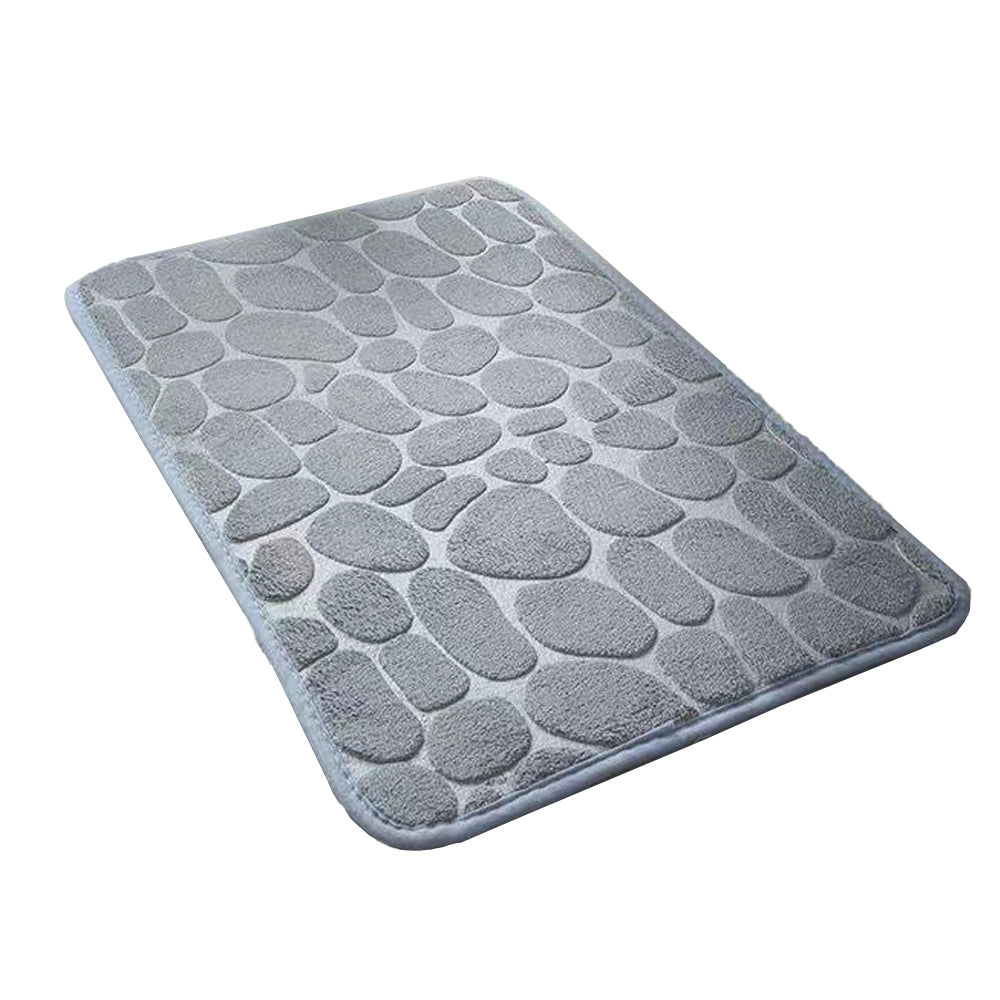 Cobblestone Bath Mat Anti-Slip Bathroom Door Mat Floor Mat Light Grey