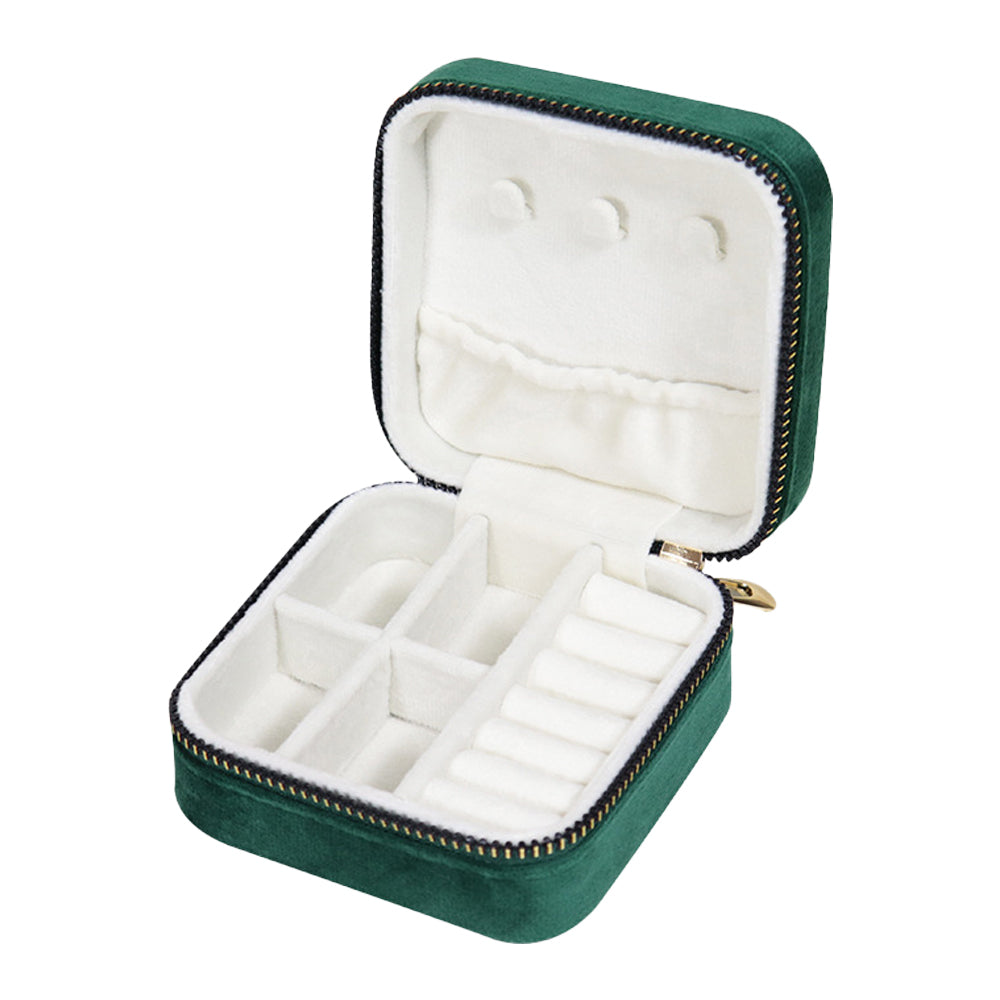 Travel Portable Jewellery Box Organizer Mini Storage Case for Rings Earrings Necklaces Bracelets Green