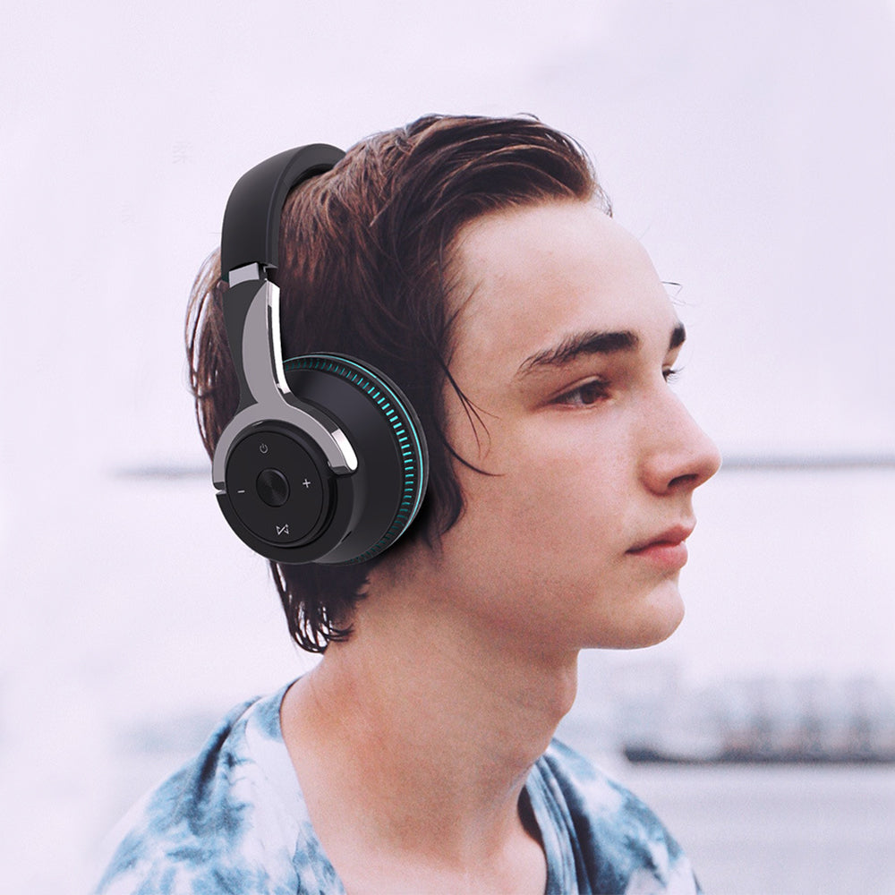 Foldable Wireless Bluetooth Stereo Over Ear Headphone Headworn Headset Black