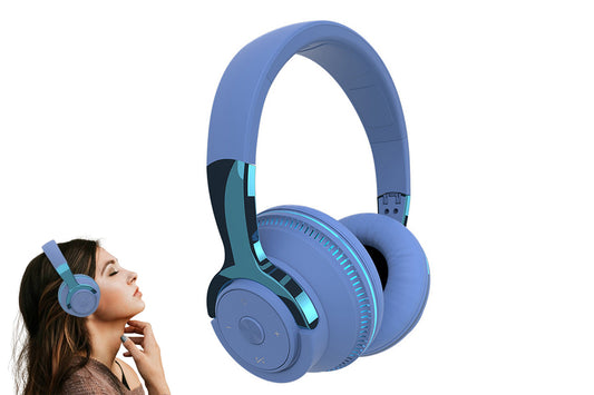 Wireless Headphones Over Ear Stereo Noise Cancelling Headset Comfortable Earpads for Travel Home-Blue