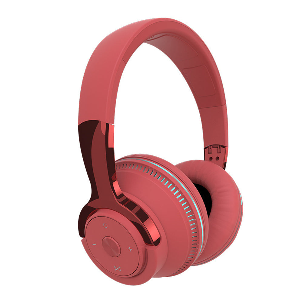 Foldable Wireless Bluetooth Stereo Over Ear Headphone Headworn Headset Red