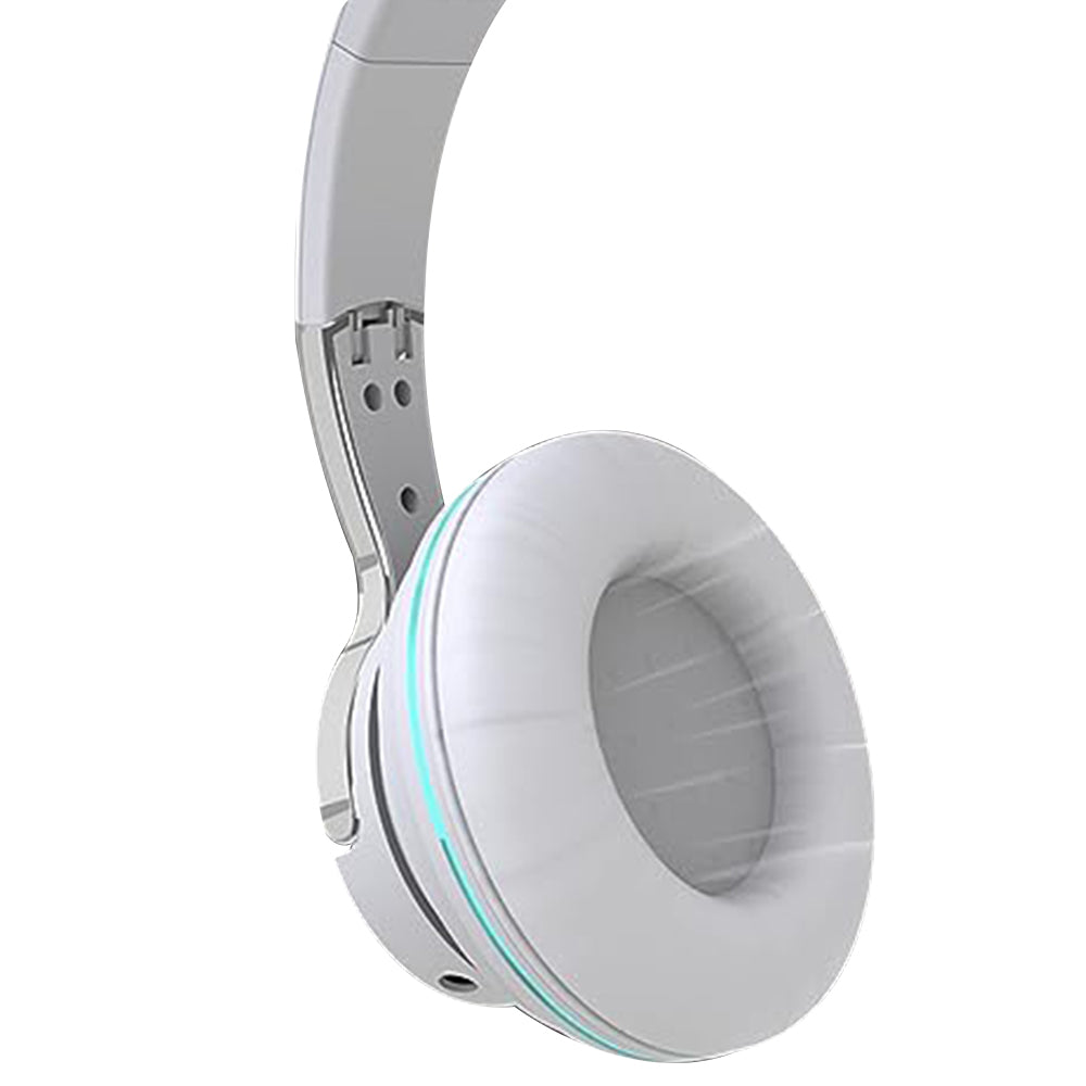 Foldable Wireless Bluetooth Stereo Over Ear Headphone Headworn Headset White