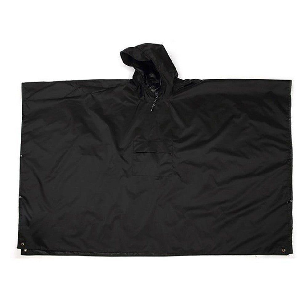 3-in-1 Unisex Hooded Rain Poncho Raincoat Jacket for Hiking Camping Black