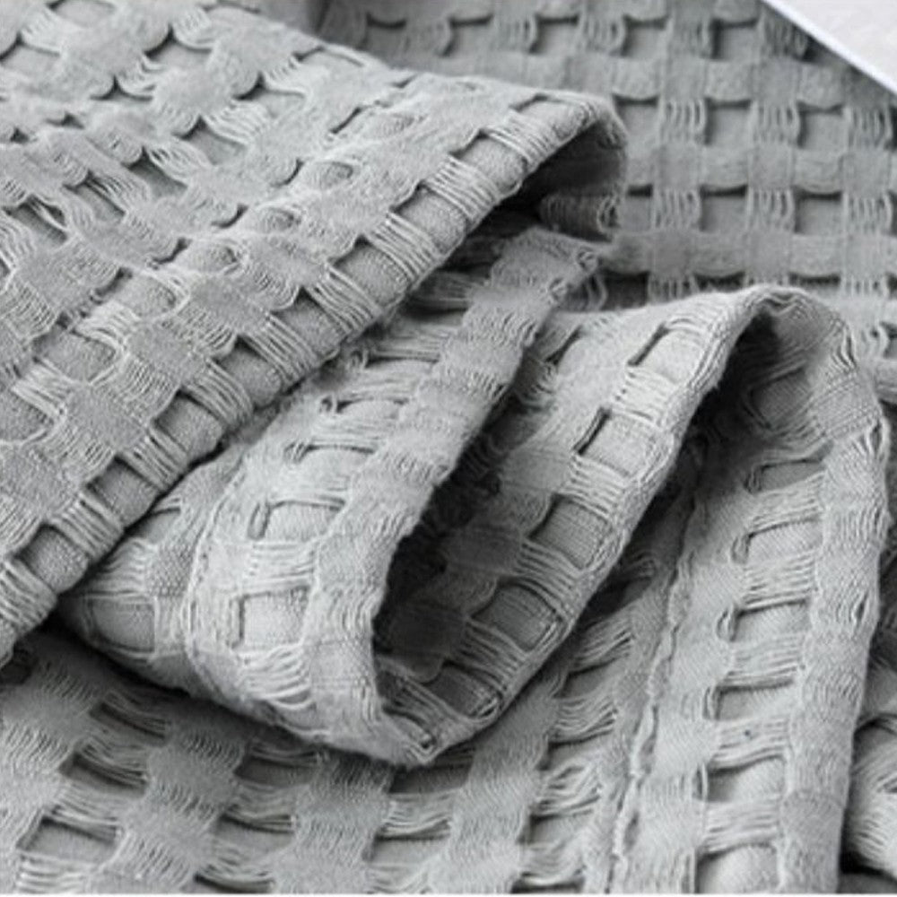 100% Cotton Blanket Cozy Waffle Weave Blanket Soft Quilt Grey