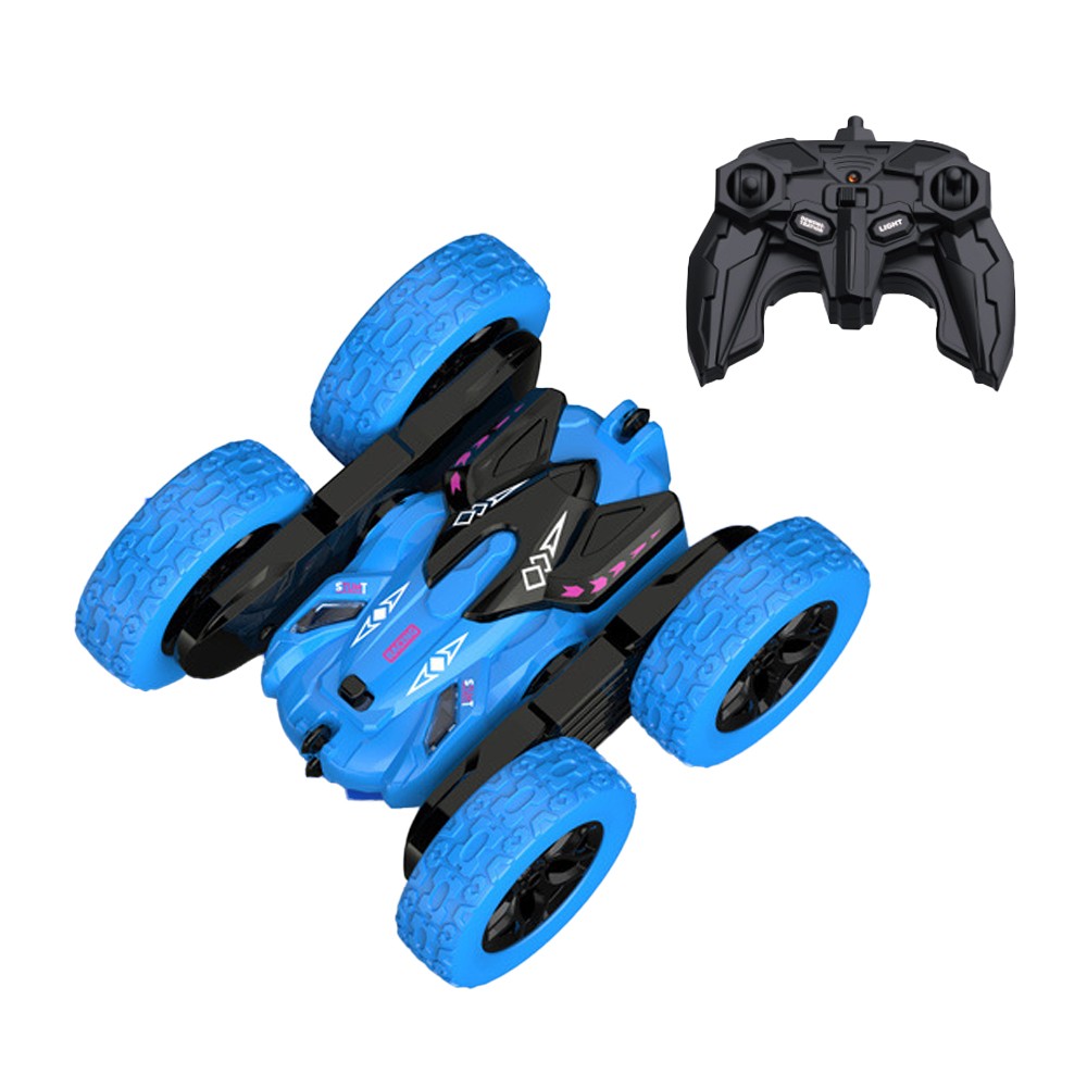 2.4Ghz Reversible RC Stunt Car Remote Control Toy Car with LED Lights Blue