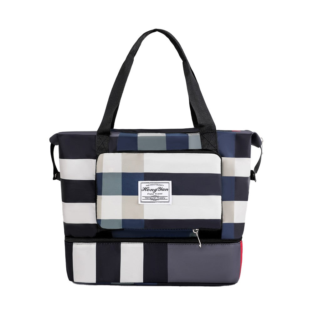 Foldable Large Capacity Travel Duffel Bag Overnight Bag Dry and Wet Separation Travel Bag Black