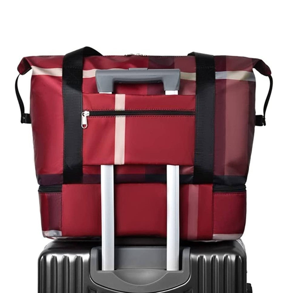 Foldable Large Capacity Travel Duffel Bag Overnight Bag Dry and Wet Separation Travel Bag Red