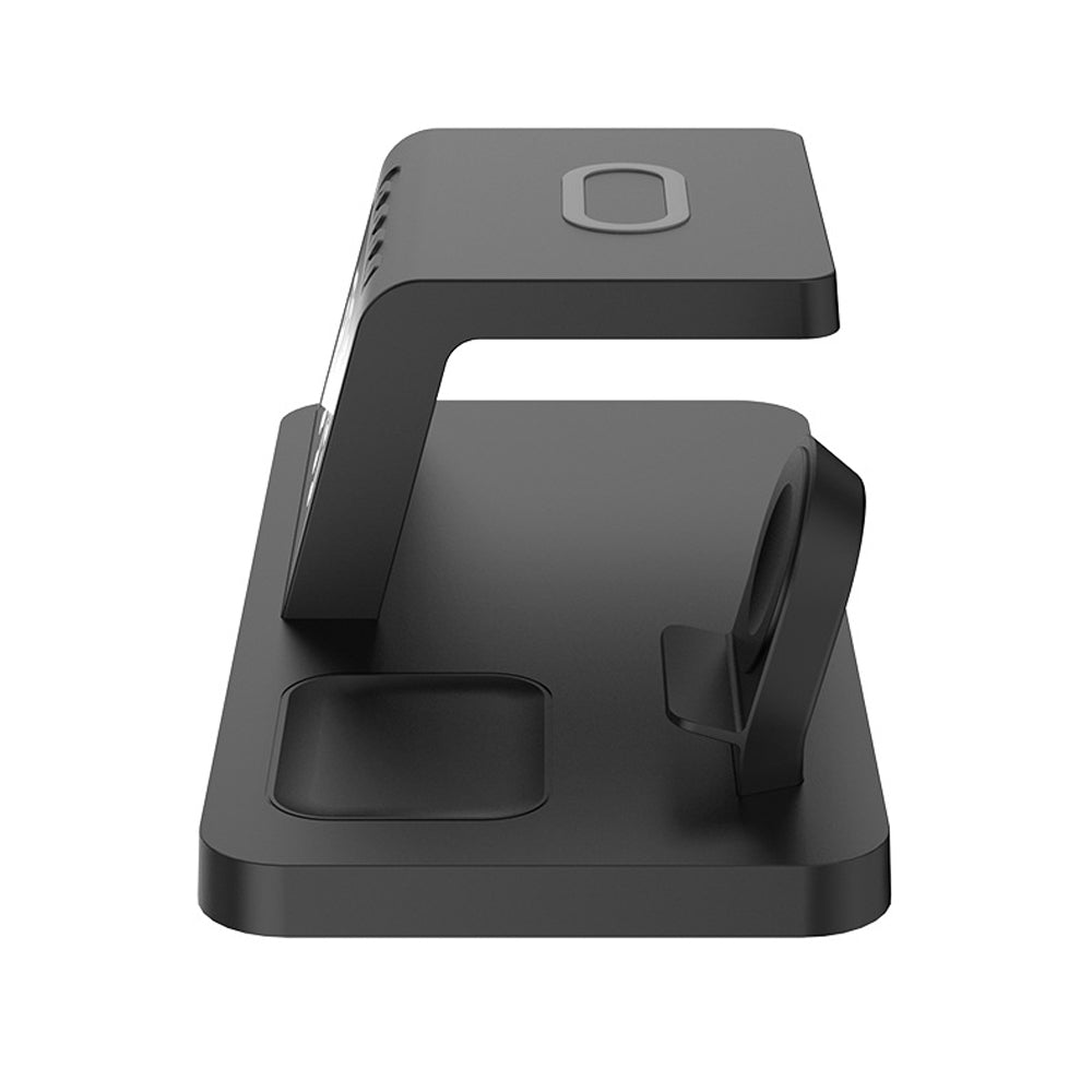5-in-1 Wireless Magnetic Fast Charging Station Charging Dock with Digital Clock for QI Wireless Cahrging Device Black