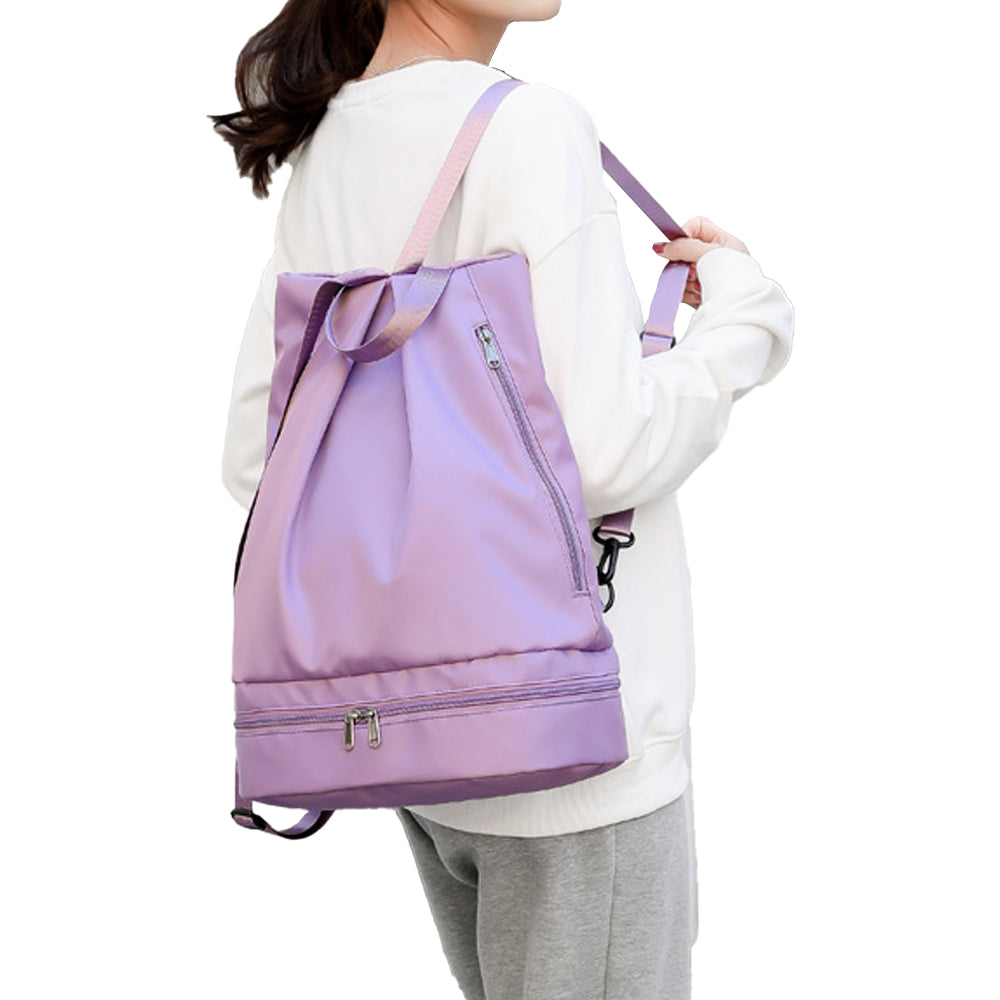 Travel Sports Dry and Wet Separation Backpack with Shoes Compartment Purple