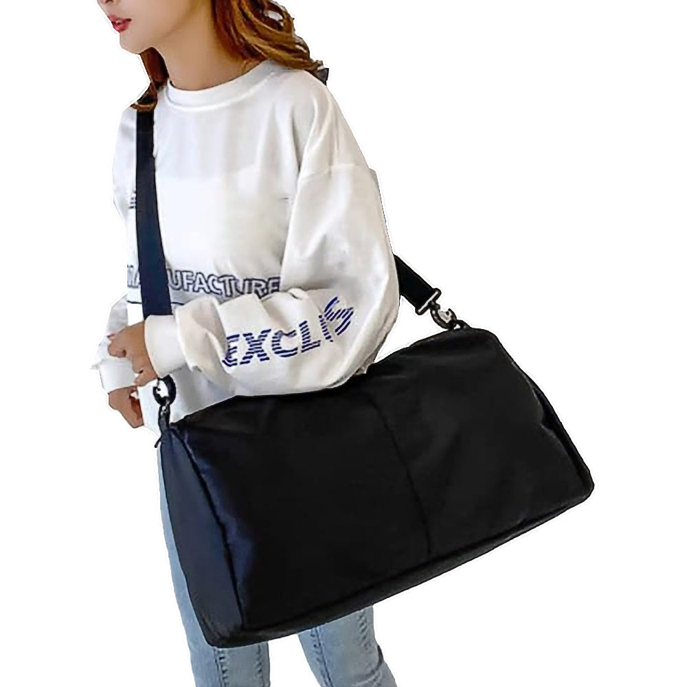 Gym Tote Bag with Shoe Compartment for Women Travel Duffel Bag Yoga Mat Holder Black