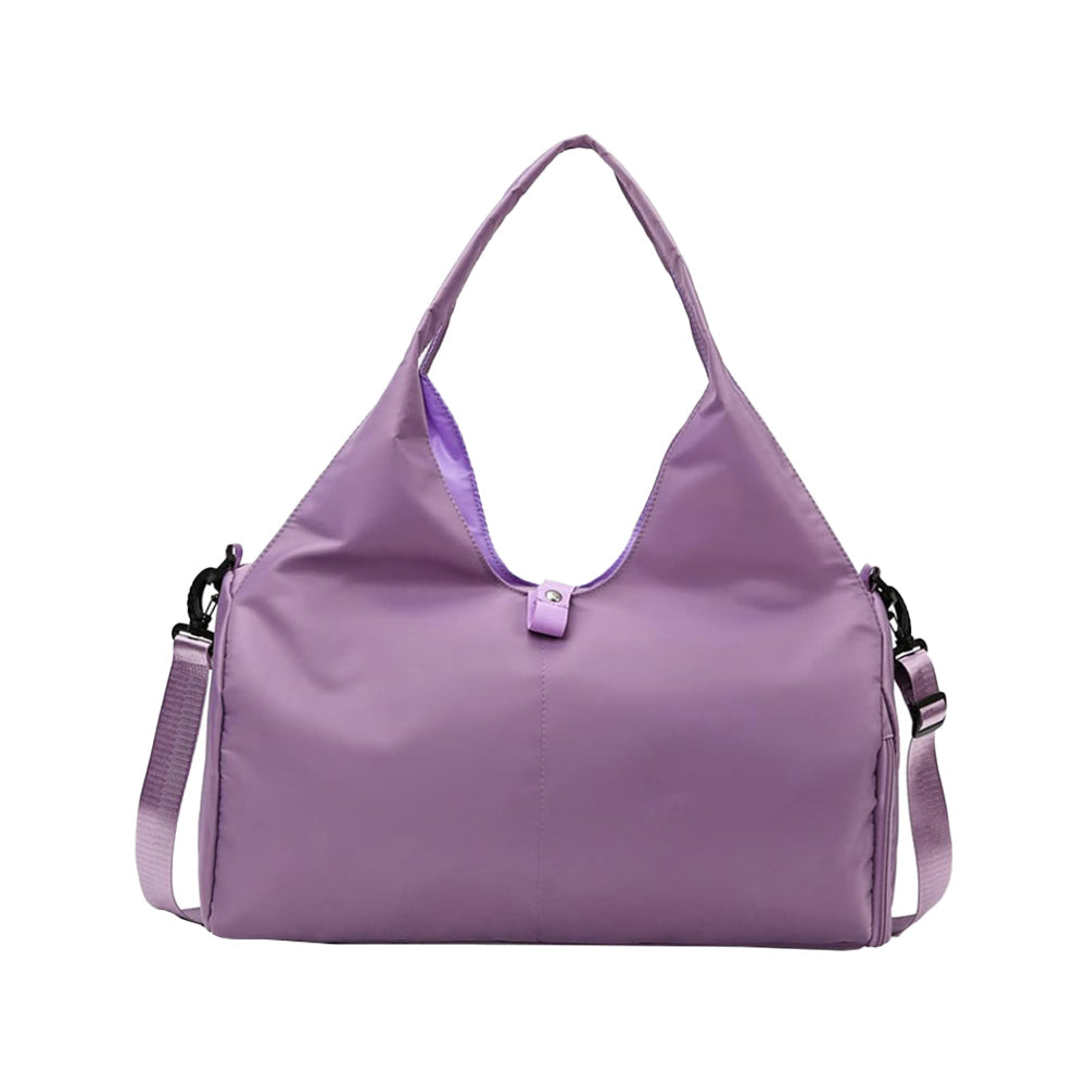 Gym Tote Bag with Shoe Compartment for Women Travel Duffel Bag Yoga Mat Holder Purple