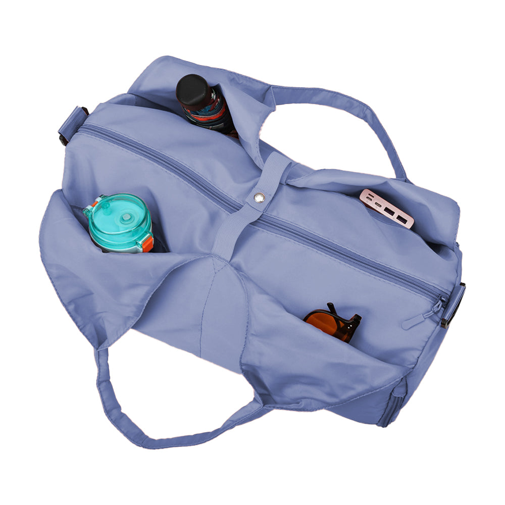 Gym Tote Bag with Shoe Compartment for Women Travel Duffel Bag Yoga Mat Holder Blue