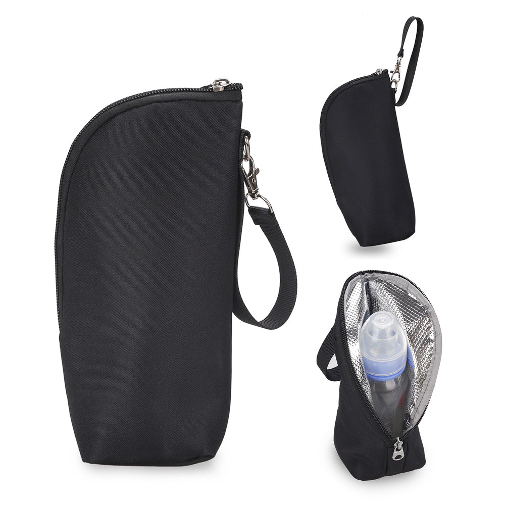 Portable Baby Feeding Milk Bottle Warmer Bag Insulation Thermal Bag Baby Bottle Holder Black
