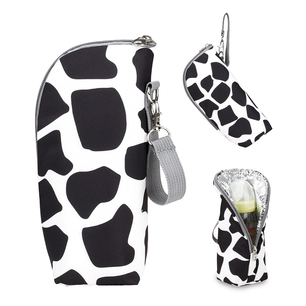 Portable Baby Feeding Milk Bottle Warmer Bag Insulation Thermal Bag Baby Bottle Holder White and Black