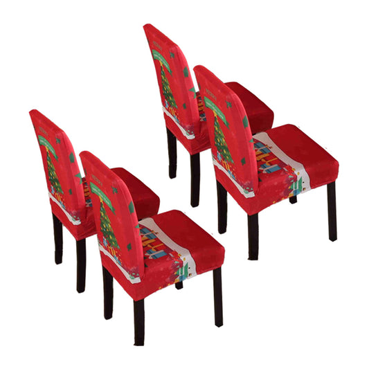 4Pcs Christmas Chair Cover Dining Room Living Room Chair Slipcovers Xmas Party Decor Style 1