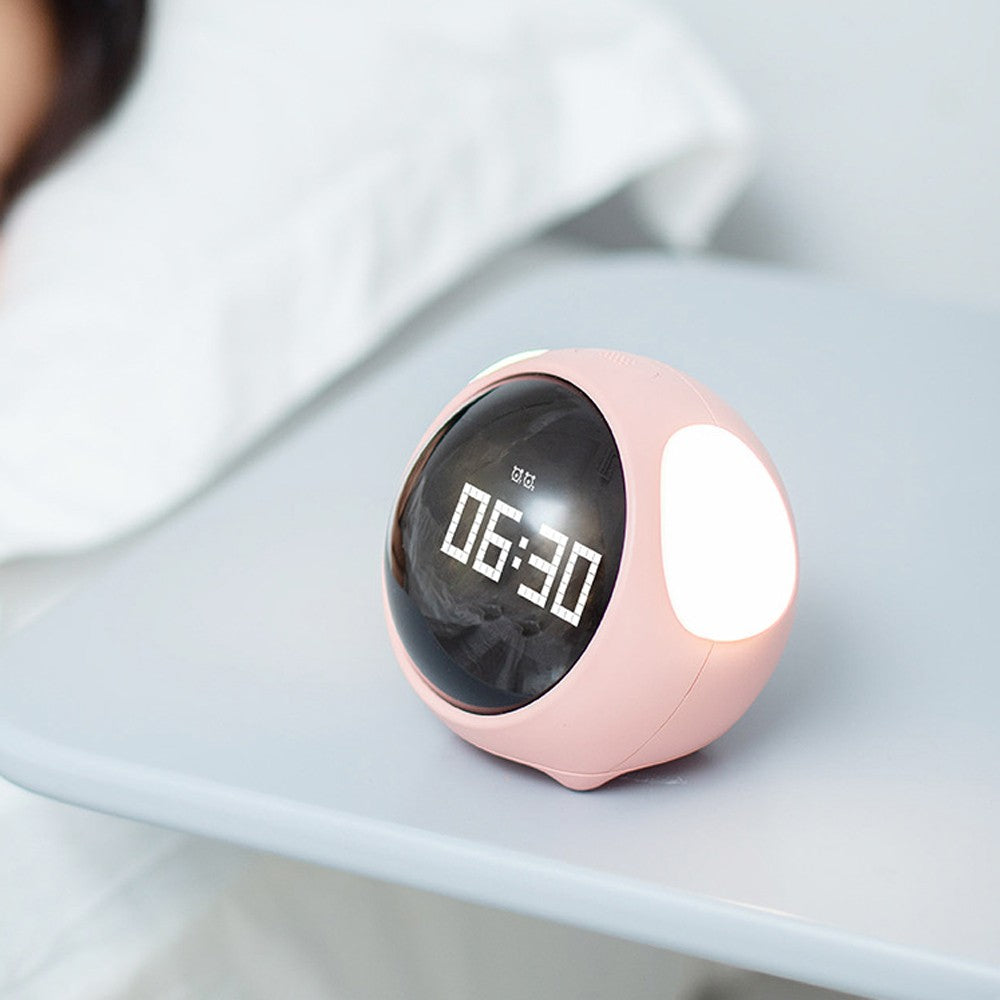 Wake-up Alarm Clock Voice-Activated Bedside Alarm Clock with Night Light Pink