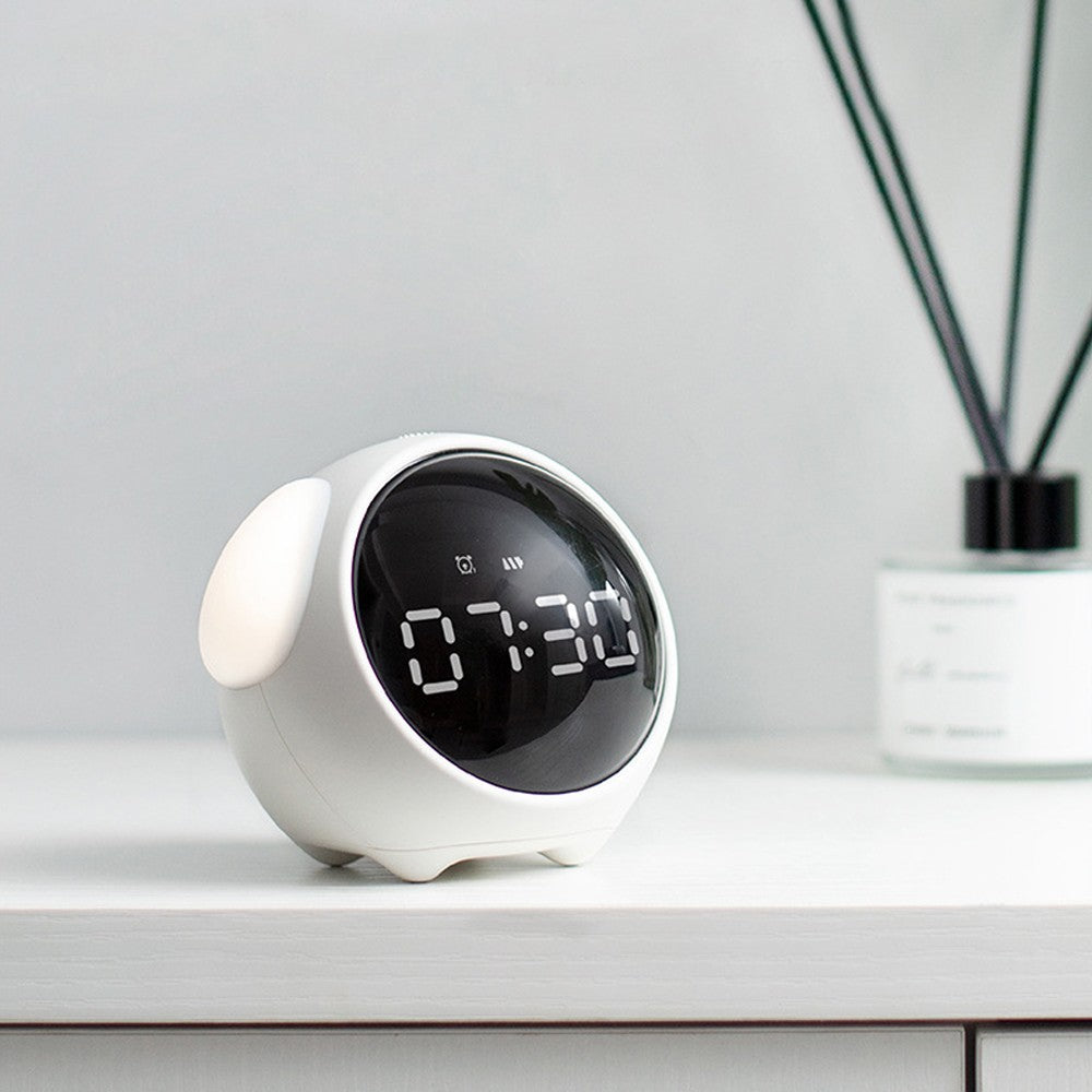 Wake-up Alarm Clock Voice-Activated Bedside Alarm Clock with Night Light White