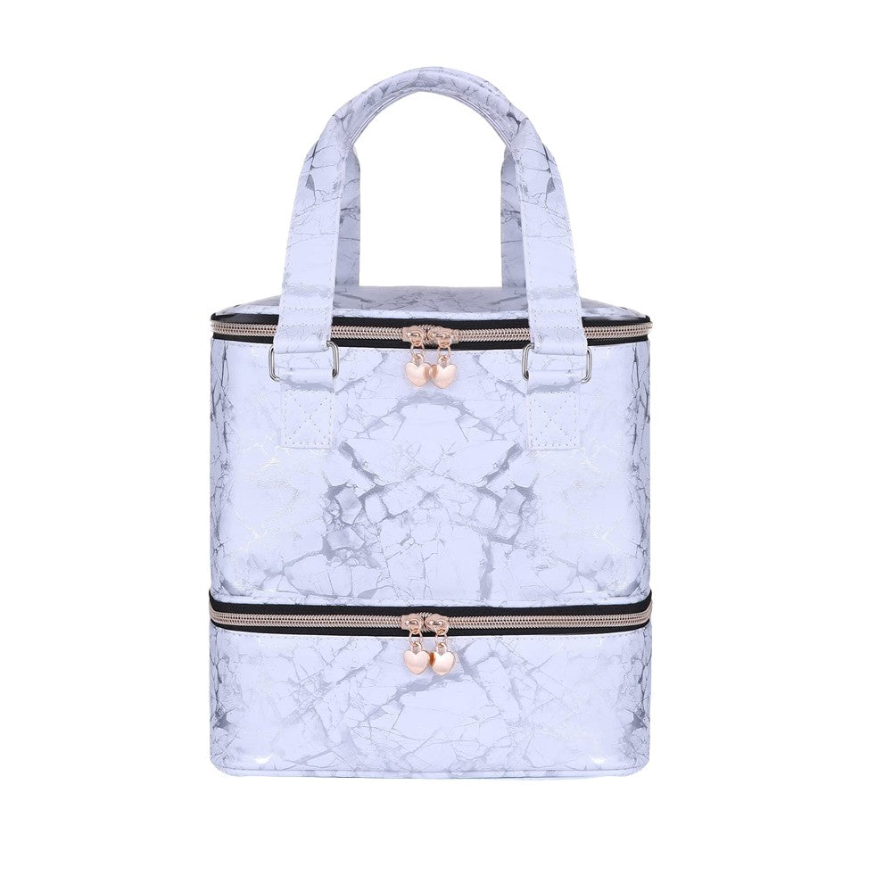 Double-layer Nail Polish Carrying Case Bag Storage Box Purple