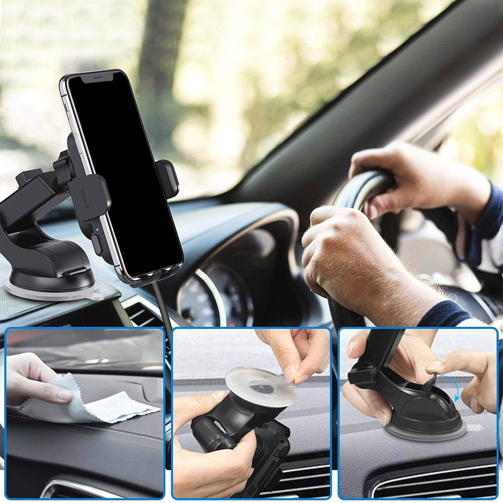 2-in-1 Wireless Car Charger Auto Clamping Phone Holder for Wireless Charging Phone