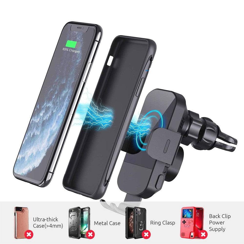 2-in-1 Wireless Car Charger Auto Clamping Phone Holder for Wireless Charging Phone