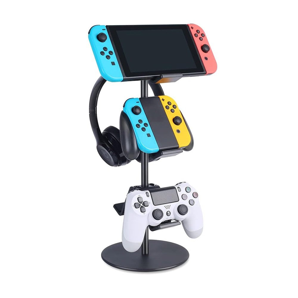 3-Tier Controller Stand Adjustable Game Controller Headset Holder Black