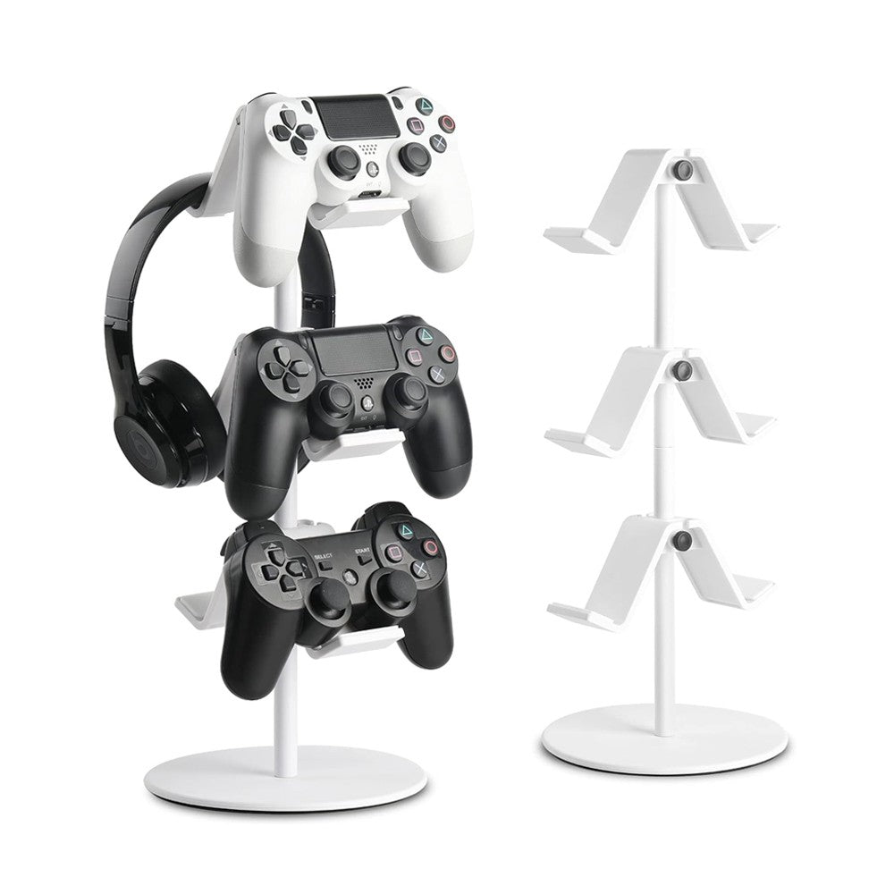 3-Tier Controller Stand Adjustable Game Controller Headset Holder White