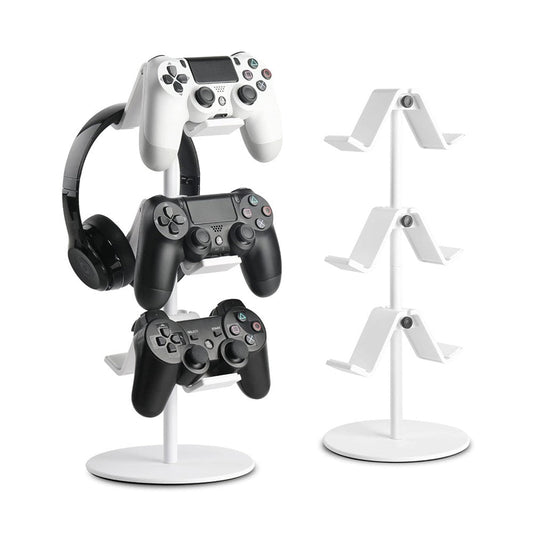 3-Tier Controller Stand Adjustable Game Controller Headset Holder White