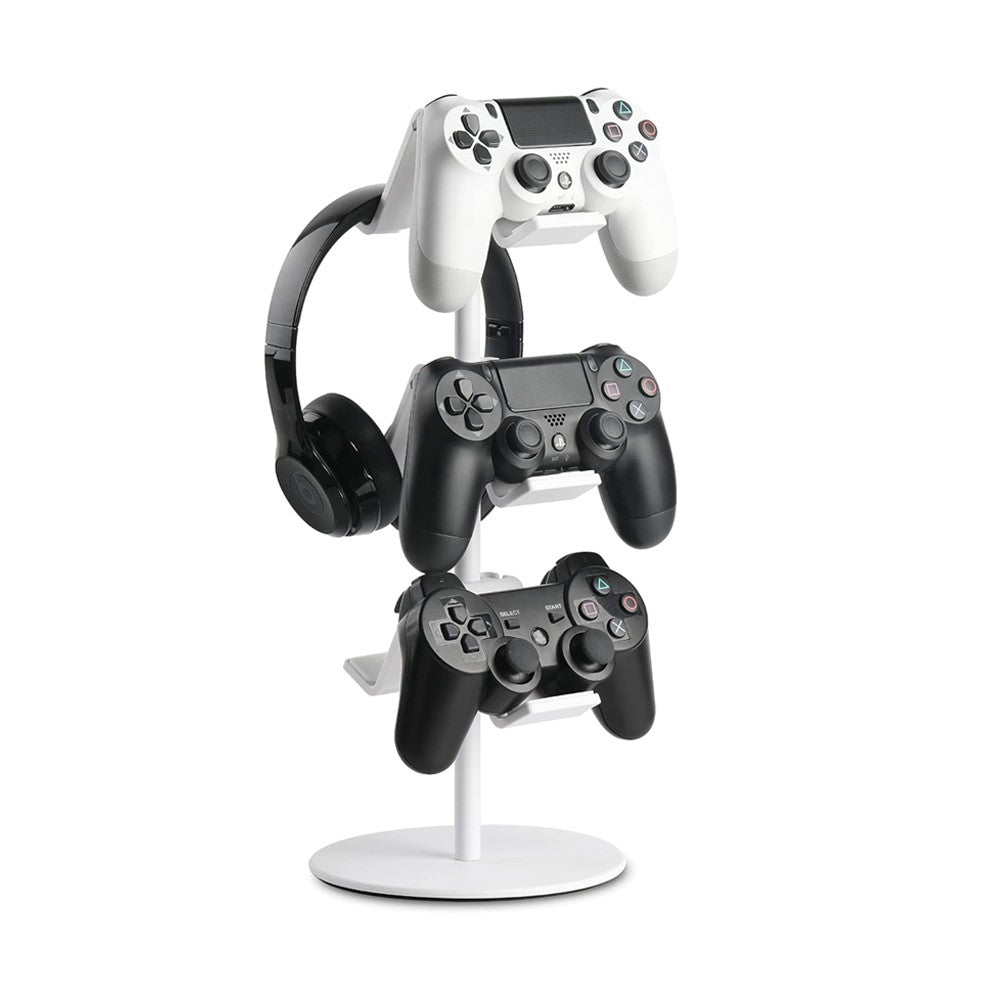 3-Tier Controller Stand Adjustable Game Controller Headset Holder White