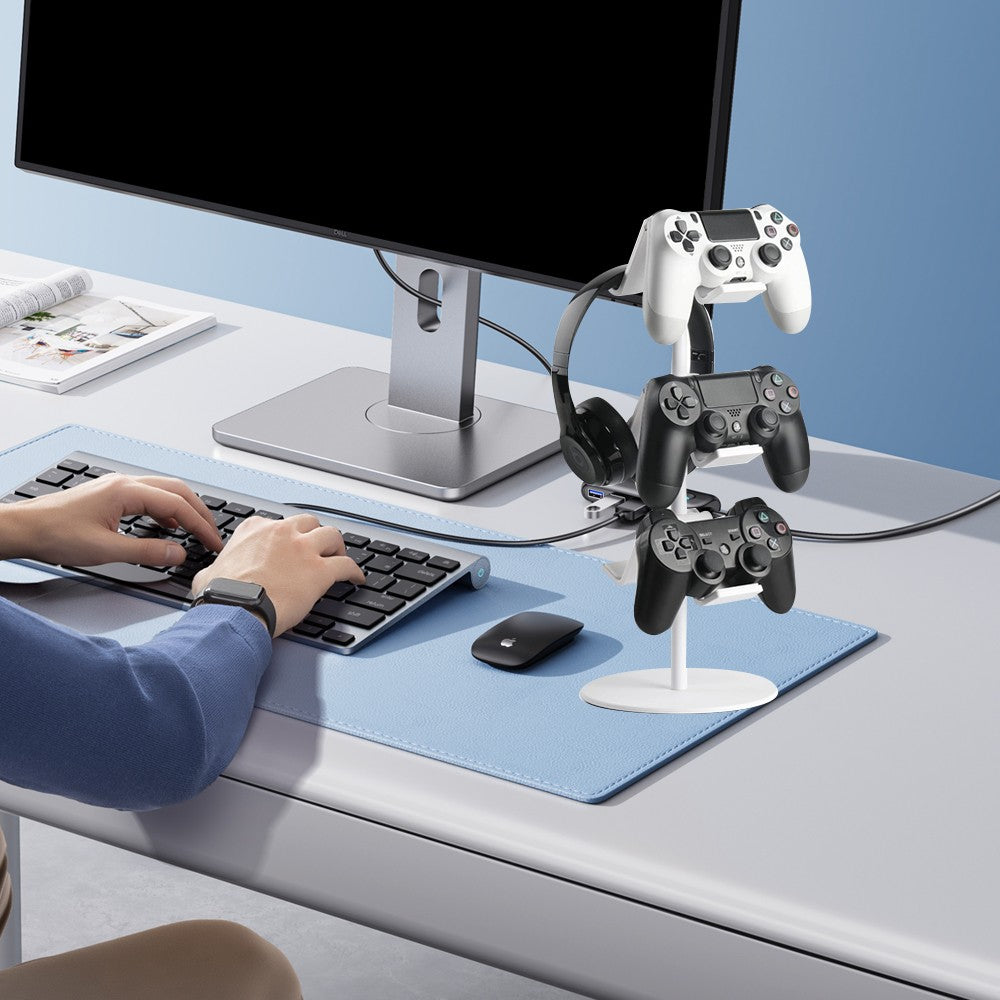 3-Tier Controller Stand Adjustable Game Controller Headset Holder White