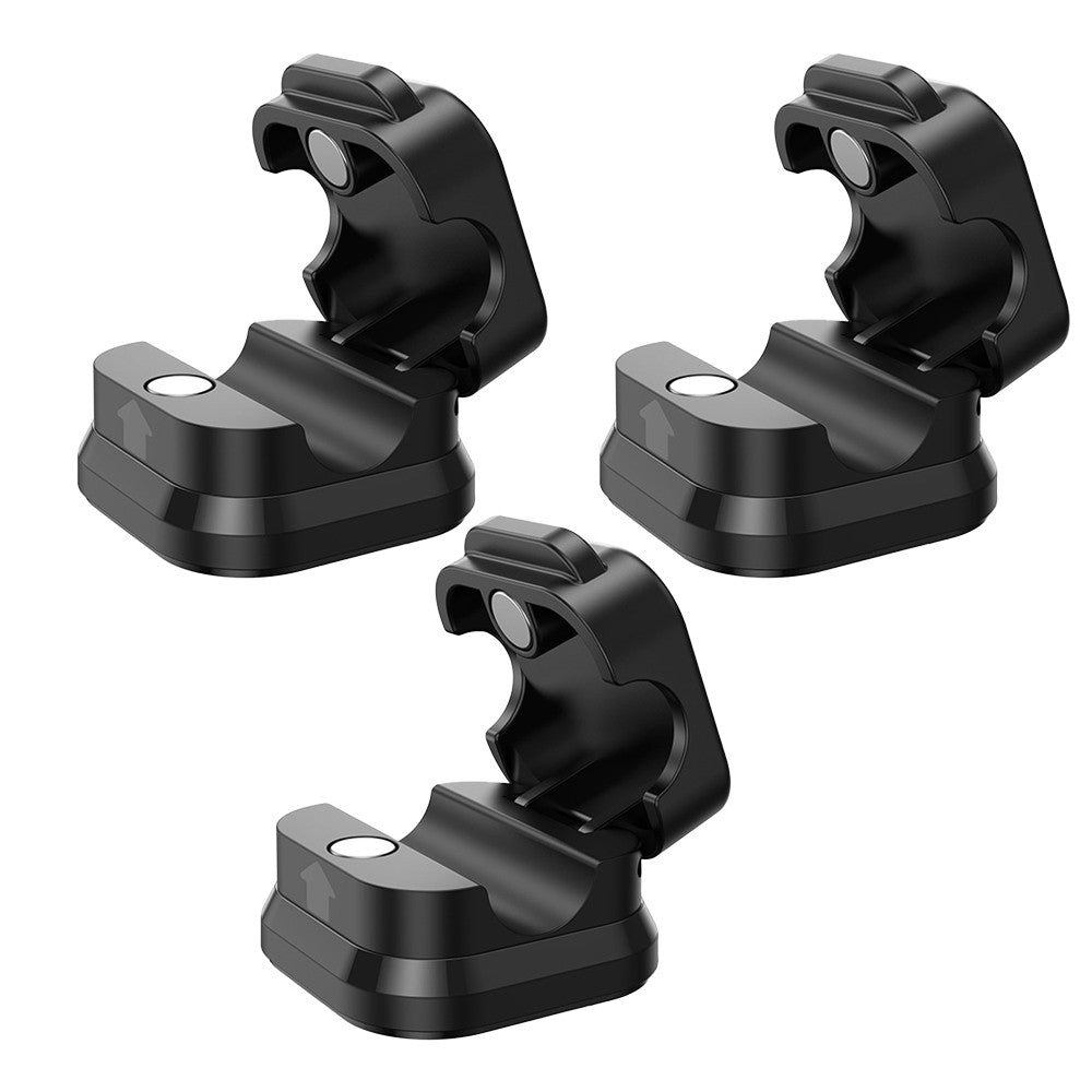 3Pcs Magnetic Cable Clips Self-Adhesive Cord Holder Under Desk Cable Management Wire Holder Black