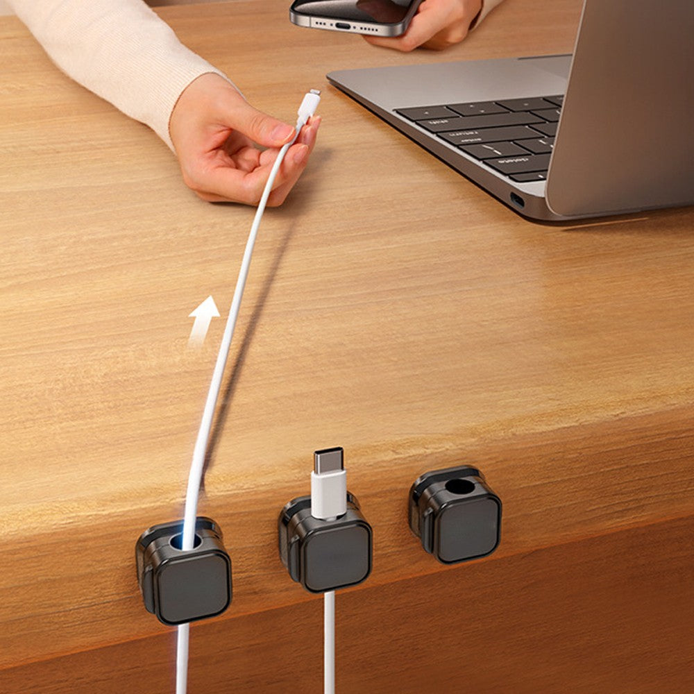 6Pcs Magnetic Cable Clips Self-Adhesive Cord Holder Under Desk Cable Management Wire Holder