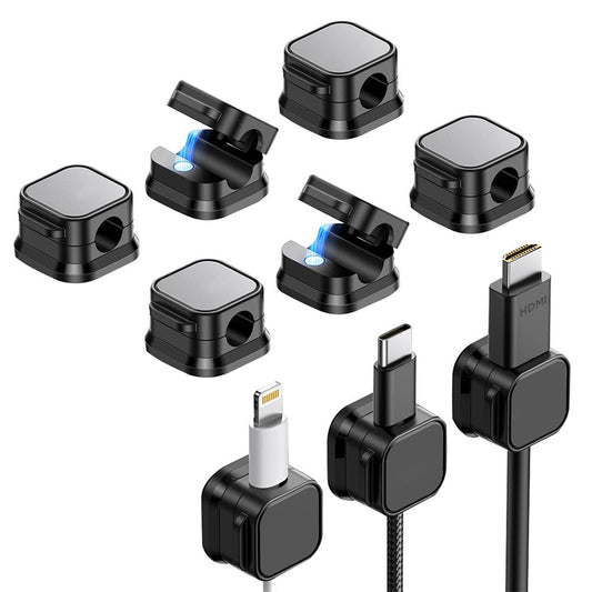 6Pcs Magnetic Cable Clips Self-Adhesive Cord Holder Under Desk Cable Management Wire Holder
