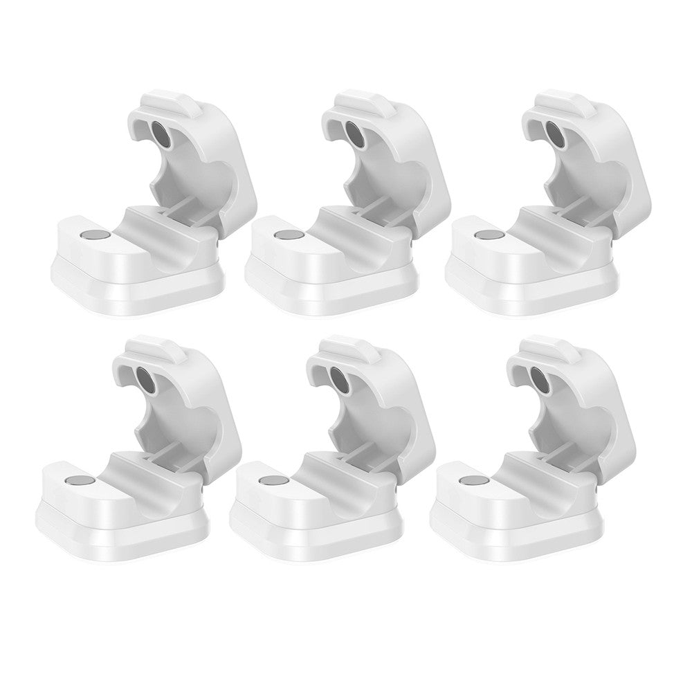 6Pcs Magnetic Cable Clips Self-Adhesive Cord Holder Under Desk Cable Management Wire Holder White